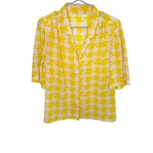 Yellow houndstooth blouse top size 8/10